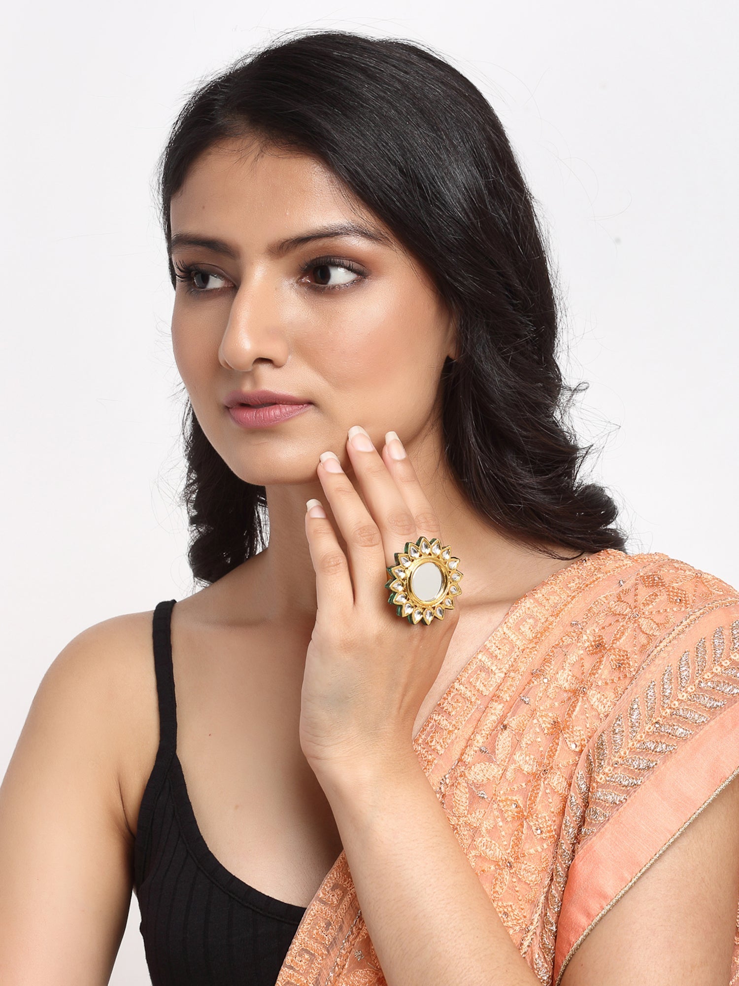 Kundan Cocktail Ring - Ruby Raang | Swadesiicart