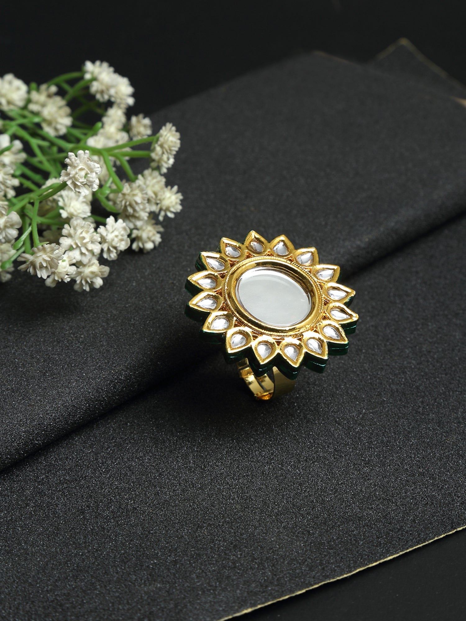 Kundan Cocktail Ring - Ruby Raang | Swadesiicart