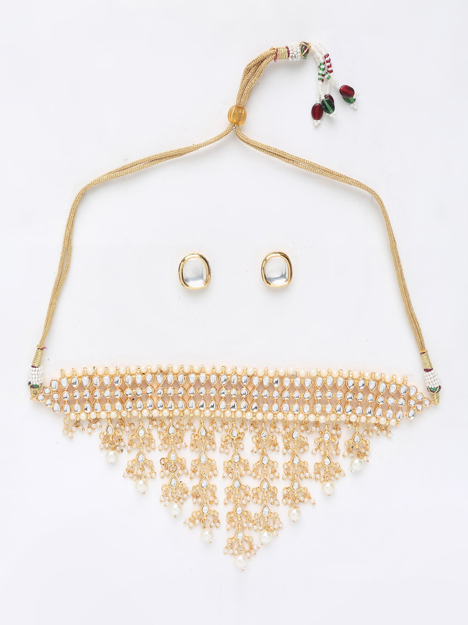 Kundan Choker With Studs - Ruby Raang | Swadesiicart