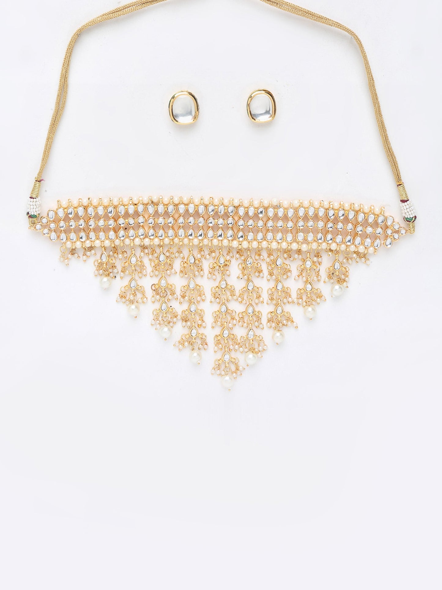 Kundan Choker With Studs - Ruby Raang | Swadesiicart