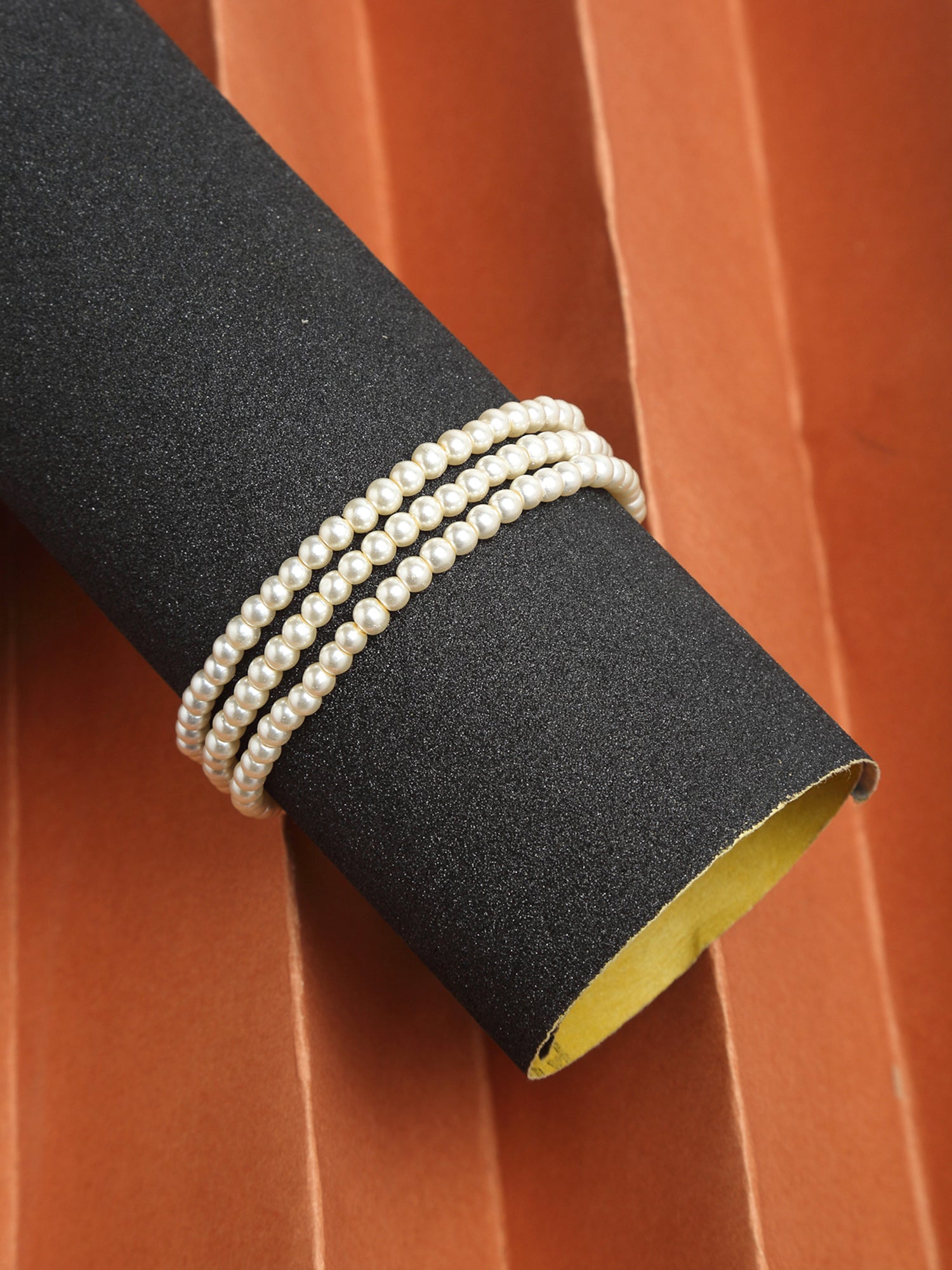 Women's Gold-Toned White Pearls Gold-Polished Multi-Strand Bracelet - Ruby Raang - Ruby Raang Studio