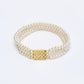 Women's Gold-Toned White Pearls Gold-Polished Multi-Strand Bracelet - Ruby Raang - Swadesiicart