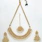 Gold-Polished Kundan Choker With Earrings & Maang Tika - Ruby Raang | Swadesiicart