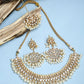 Gold-Polished Kundan Choker With Earrings & Maang Tika - Ruby Raang | Swadesiicart