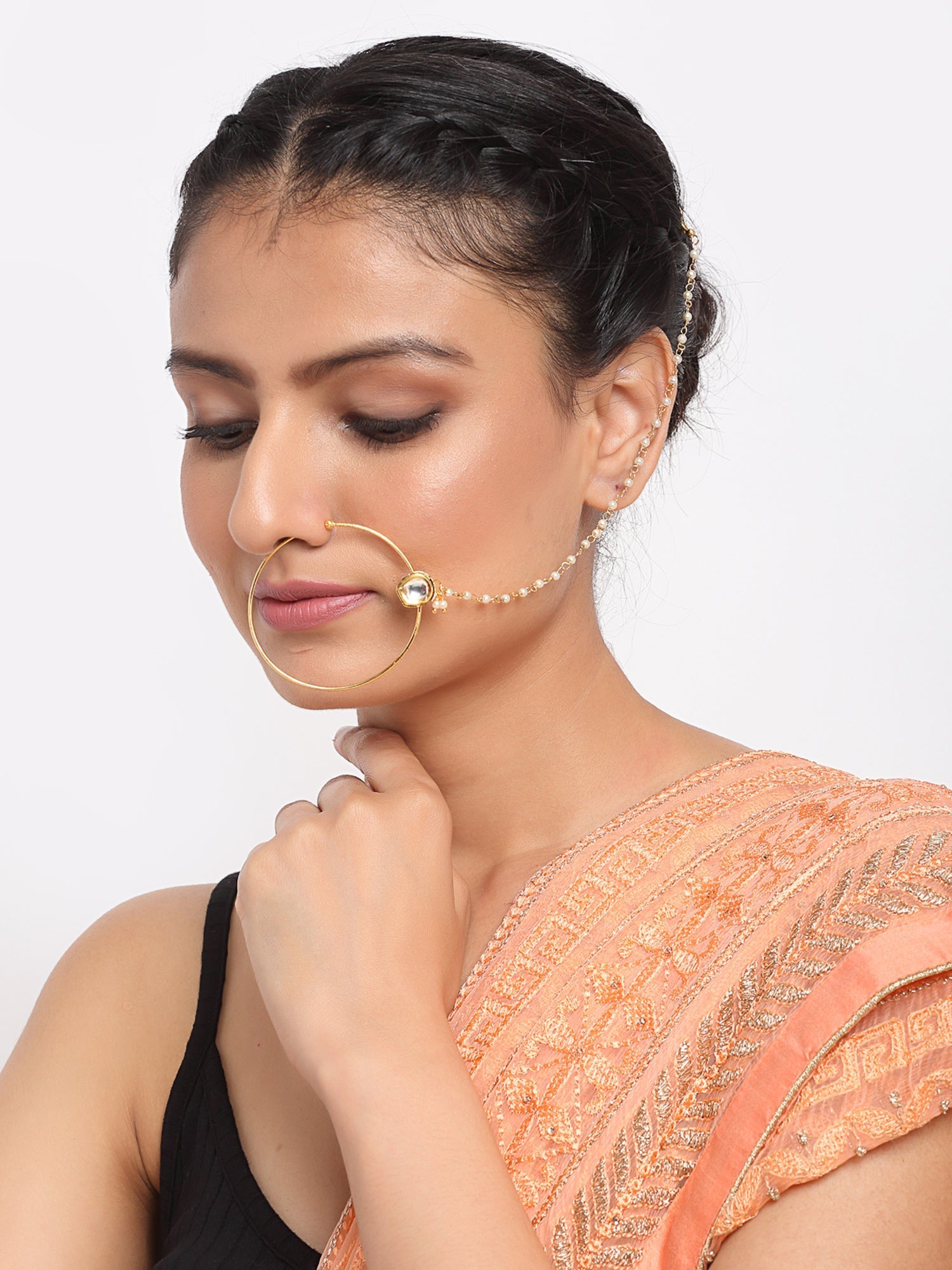 Kundan Nose Ring - Ruby Raang | Swadesiicart