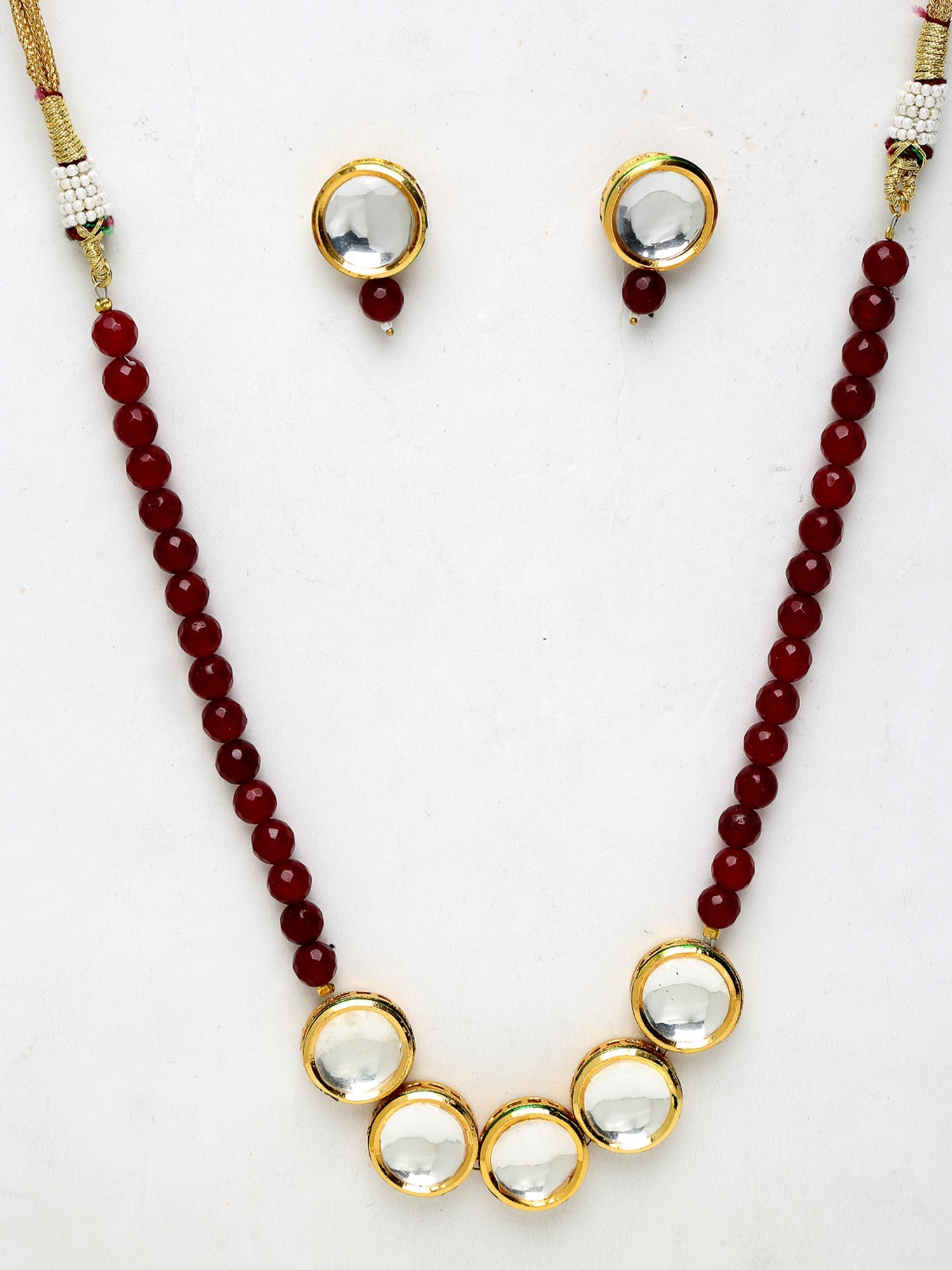 Kundan Neckpiece With Studs - Ruby Raang - Swadesiicart