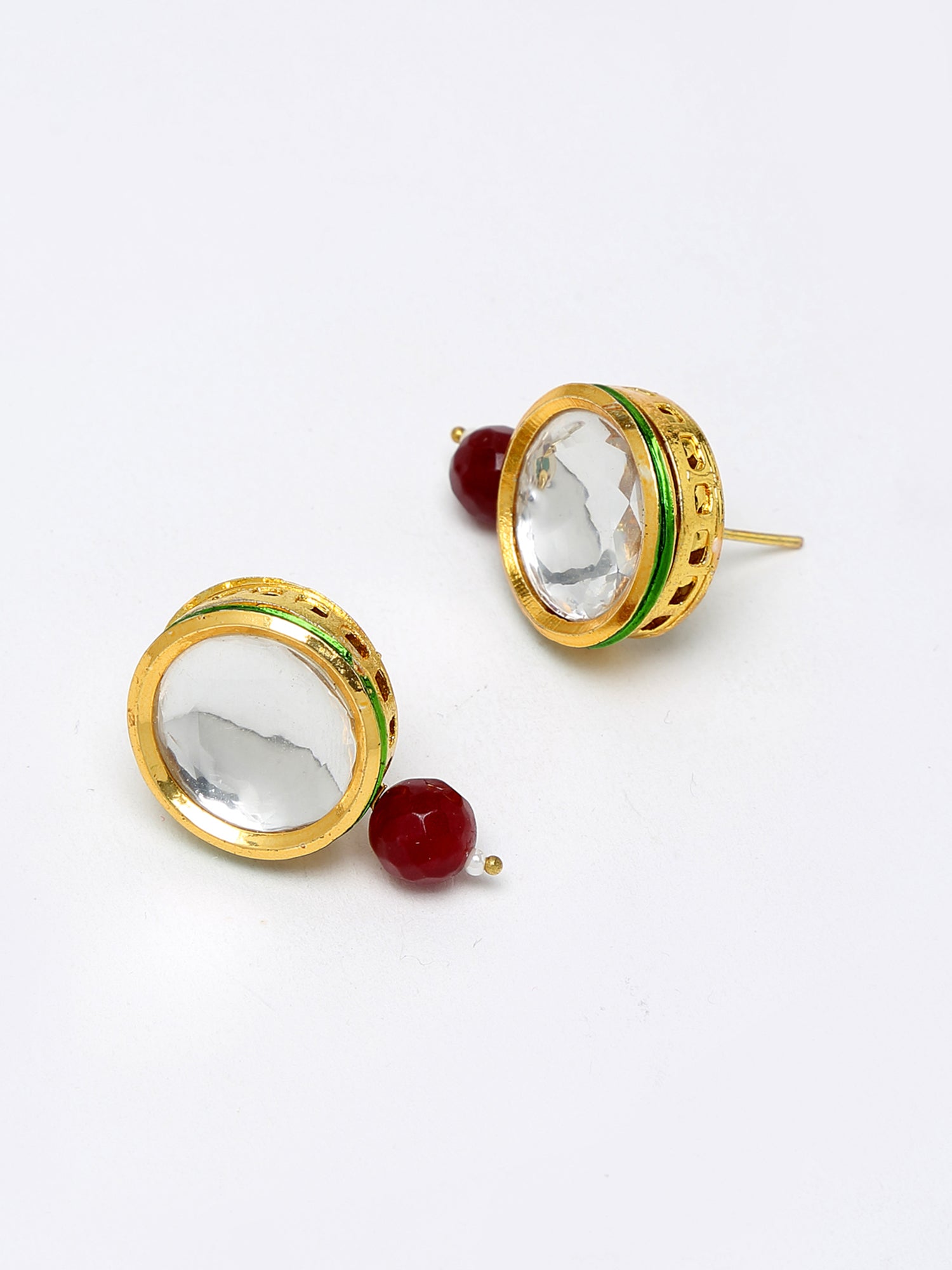 Kundan Neckpiece With Studs - Ruby Raang - Swadesiicart