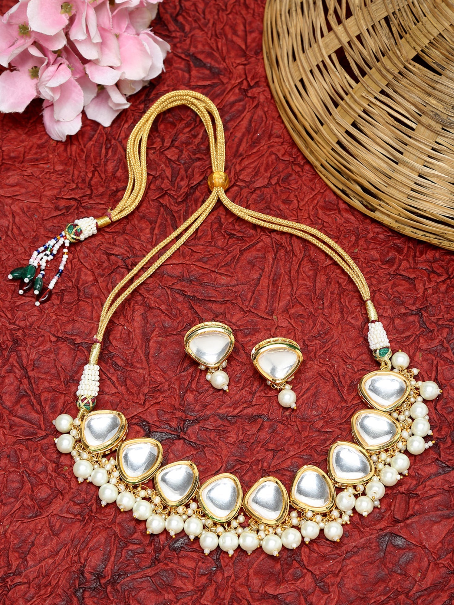 Kundan Choker With Studs - Ruby Raang | Swadesiicart