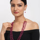 Layered Maroon Neckpiece With Earrings - Ruby Raang - Ruby Raang Studio