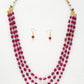 Layered Maroon Neckpiece With Earrings - Ruby Raang - Swadesiicart