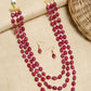 Layered Maroon Neckpiece With Earrings - Ruby Raang - Swadesiicart