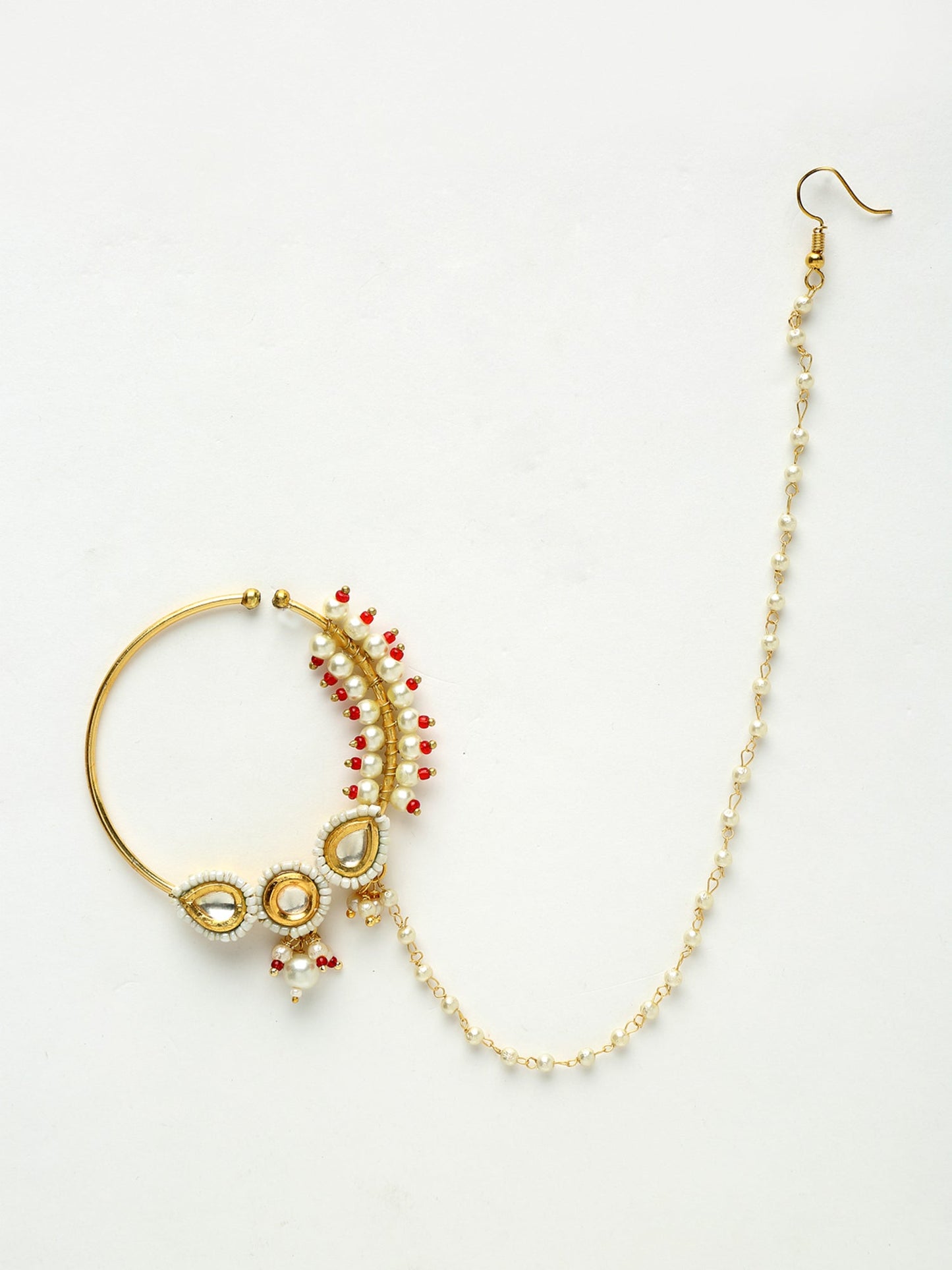 Maharani Kundan Nose Ring - Ruby Raang | Swadesiicart