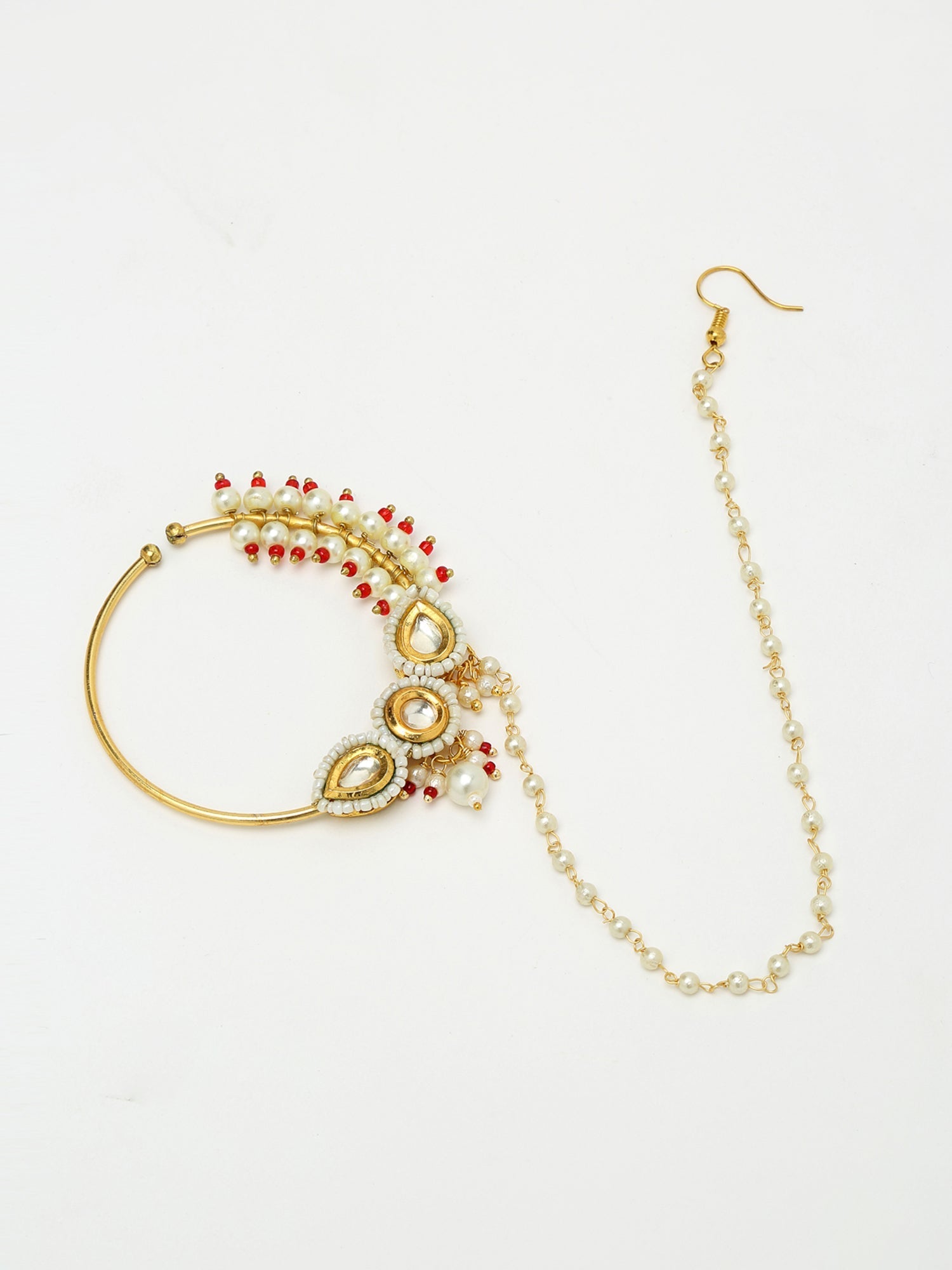 Maharani Kundan Nose Ring - Ruby Raang | Swadesiicart