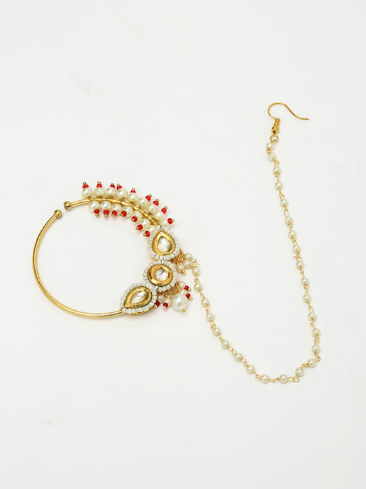 Maharani Kundan Nose Ring - Ruby Raang | Swadesiicart