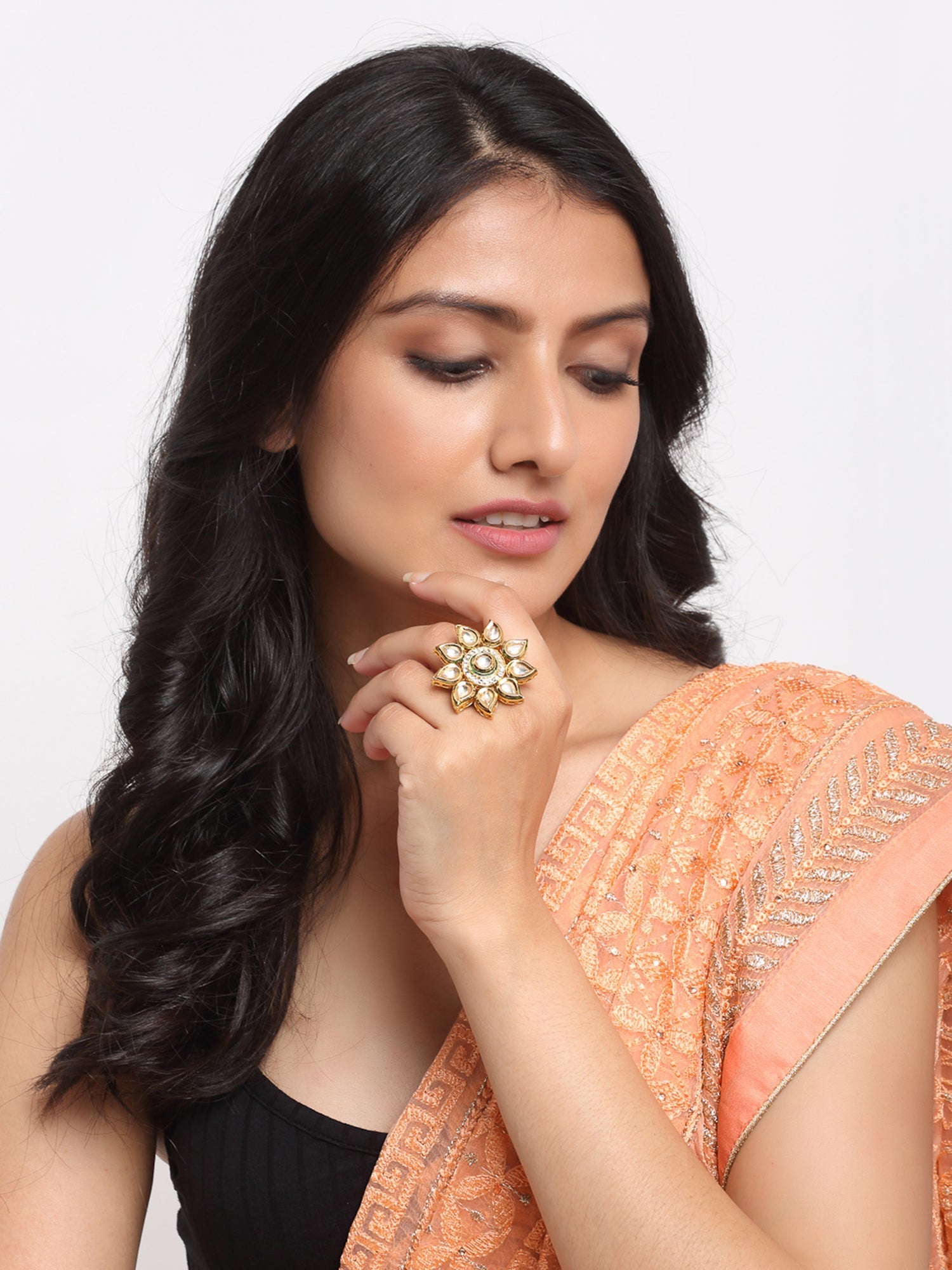 Kundan Ring - Ruby Raang | Swadesiicart