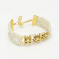 Women's Gold White Pearls Handcrafted Multistrand Bracelet - Ruby Raang - Swadesiicart