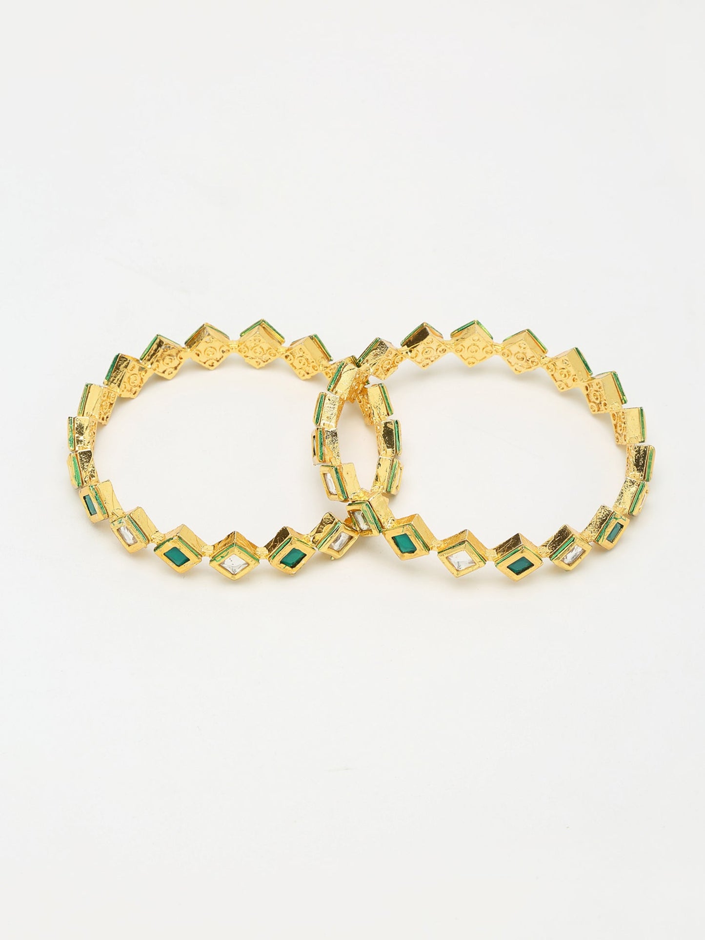 Kundan Bangles Set Of 2 - Ruby Raang - Swadesiicart