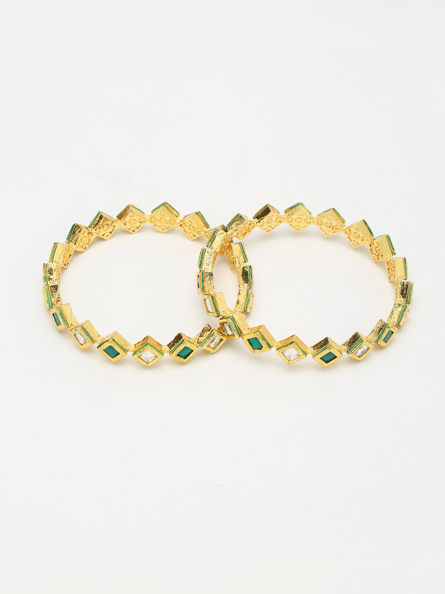 Kundan Bangles Set Of 2 - Ruby Raang - Swadesiicart