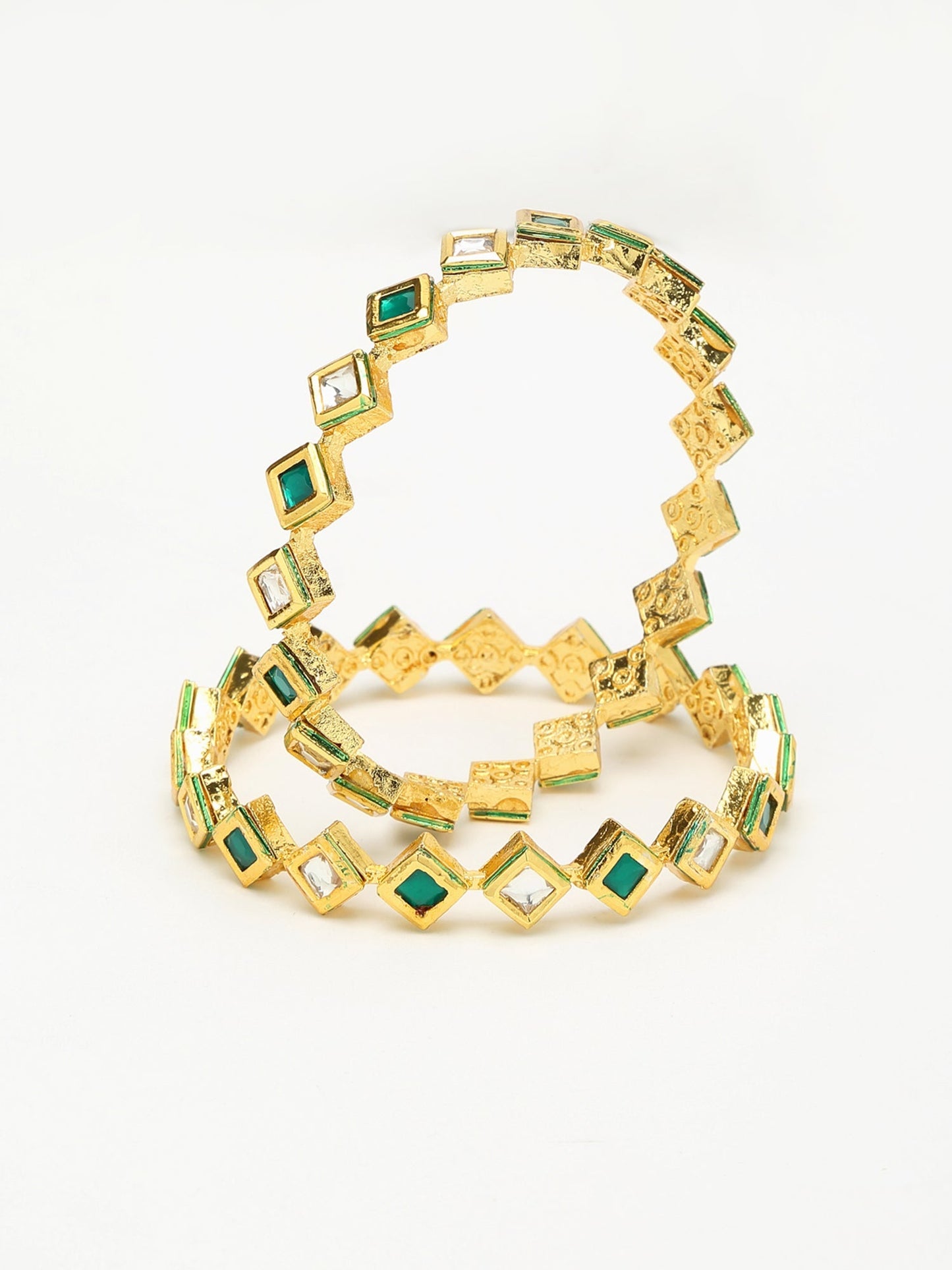 Kundan Bangles Set Of 2 - Ruby Raang - Swadesiicart