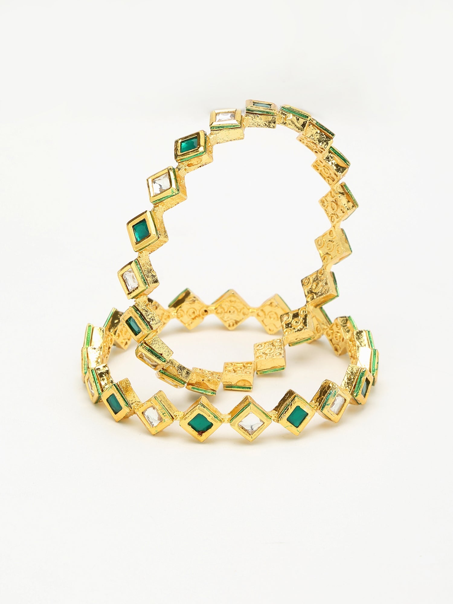 Kundan Bangles Set Of 2 - Ruby Raang - Swadesiicart
