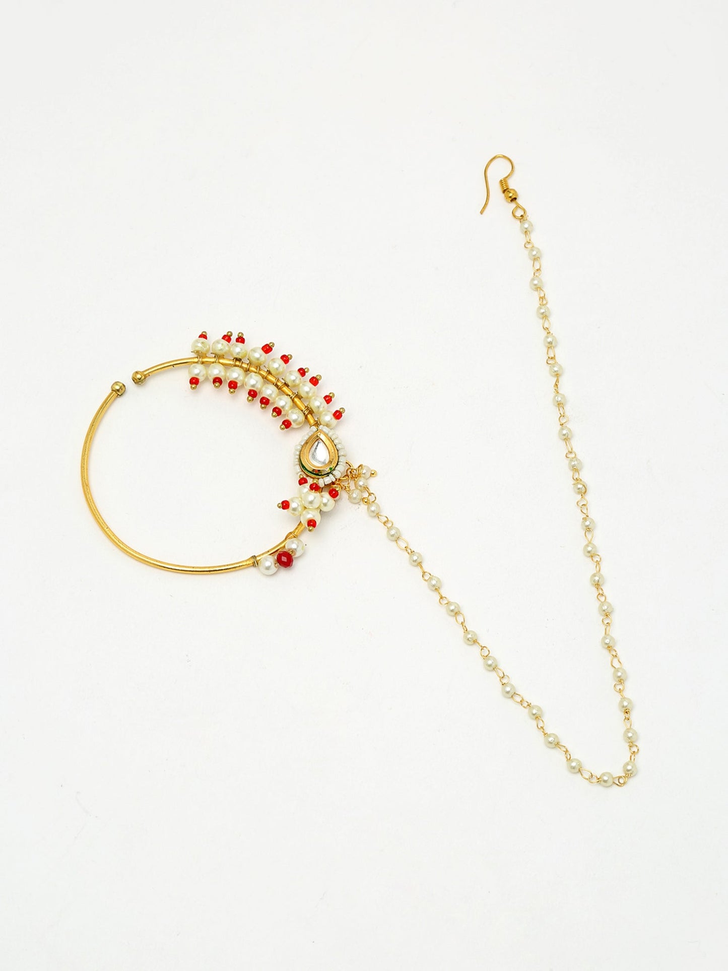 Maharani Kundan Nose Ring - Ruby Raang | Swadesiicart