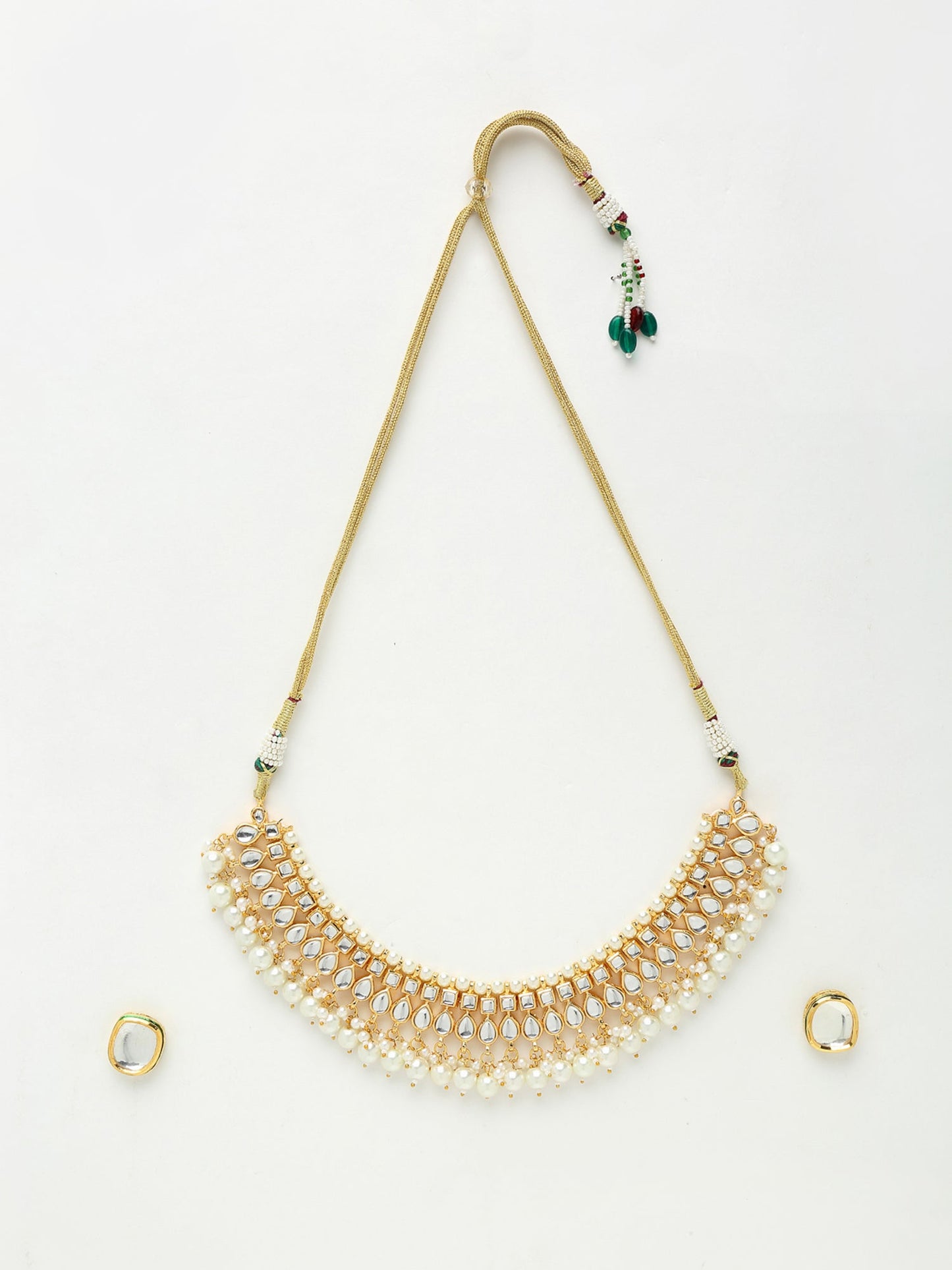 Kundan Choker With Pearls & Studs - Ruby Raang | Swadesiicart
