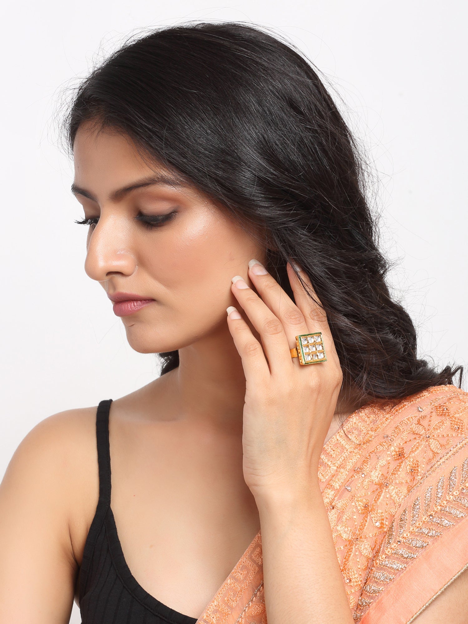 Kundan Ring - Ruby Raang | Swadesiicart