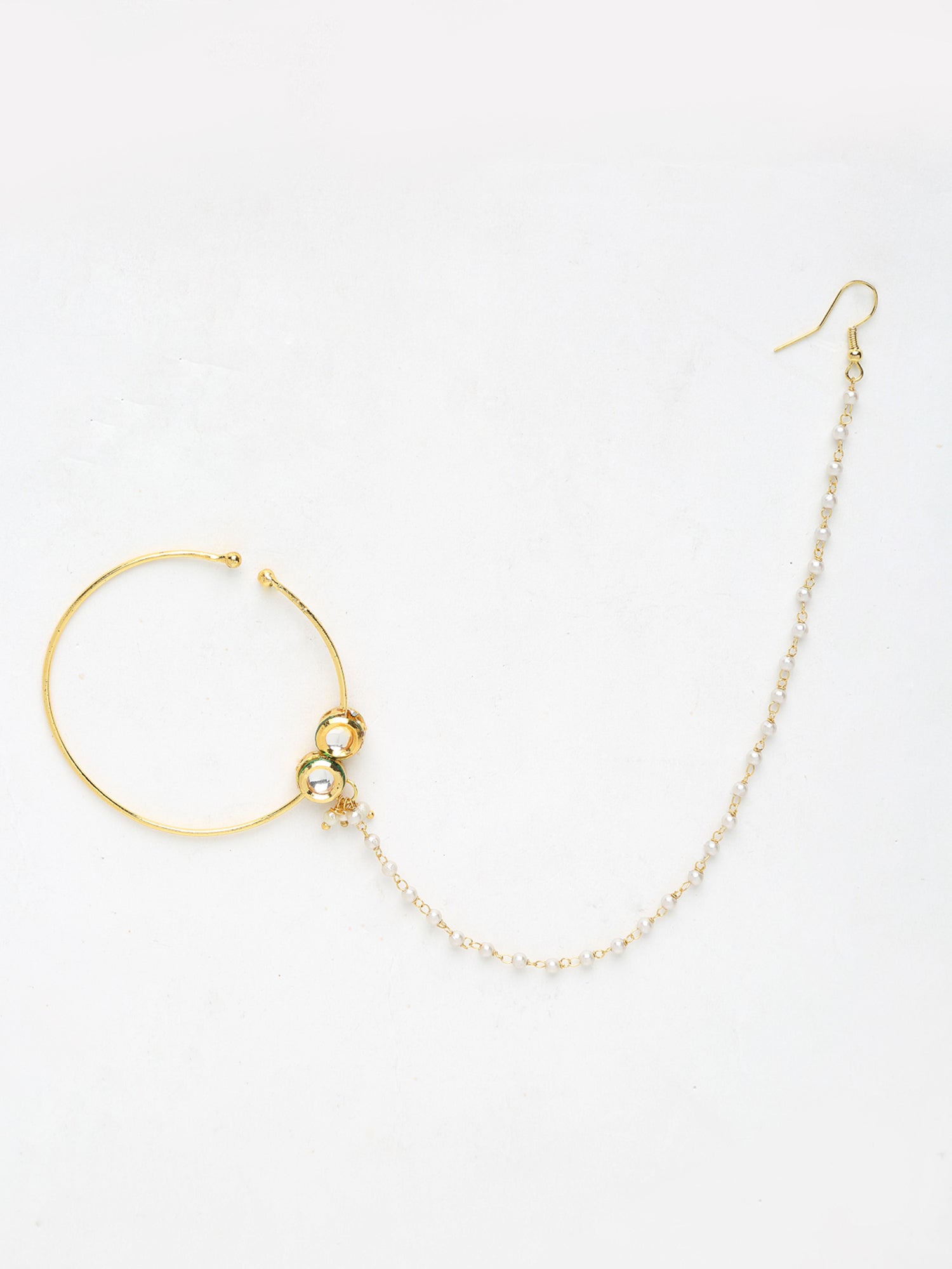 Double Kundan Nose Ring - Ruby Raang | Swadesiicart