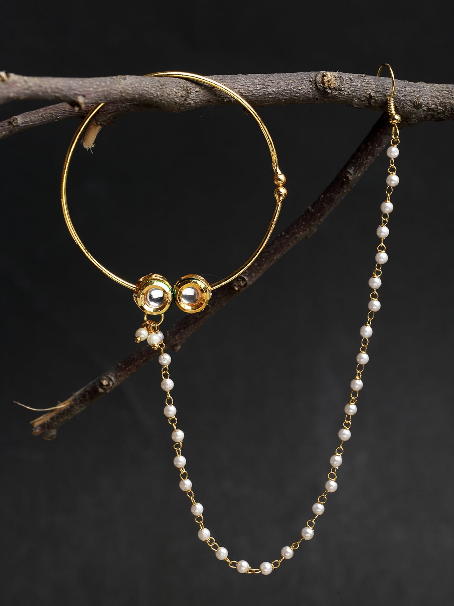 Double Kundan Nose Ring - Ruby Raang | Swadesiicart