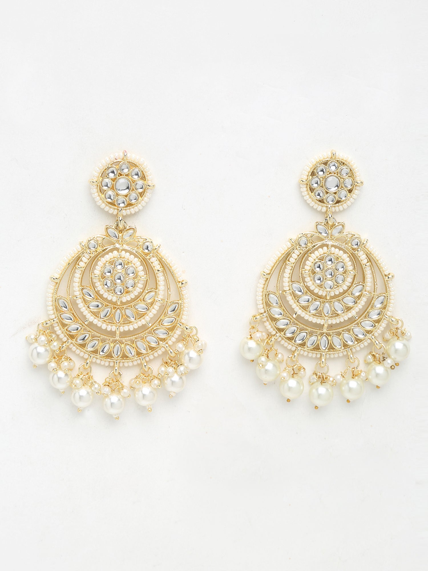 Kundan Pearl Earrings - Ruby Raang | Swadesiicart