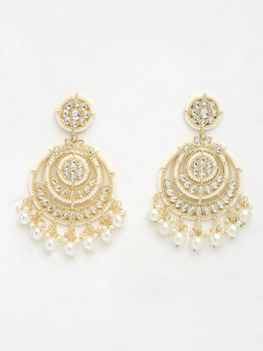 Kundan Pearl Earrings - Ruby Raang | Swadesiicart