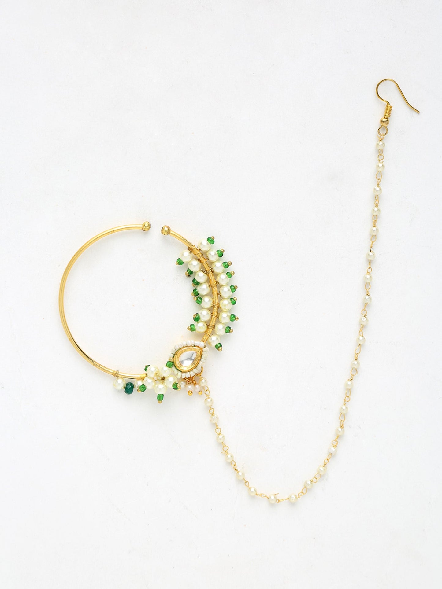 Maharani Kundan Nose Ring - Ruby Raang | Swadesiicart