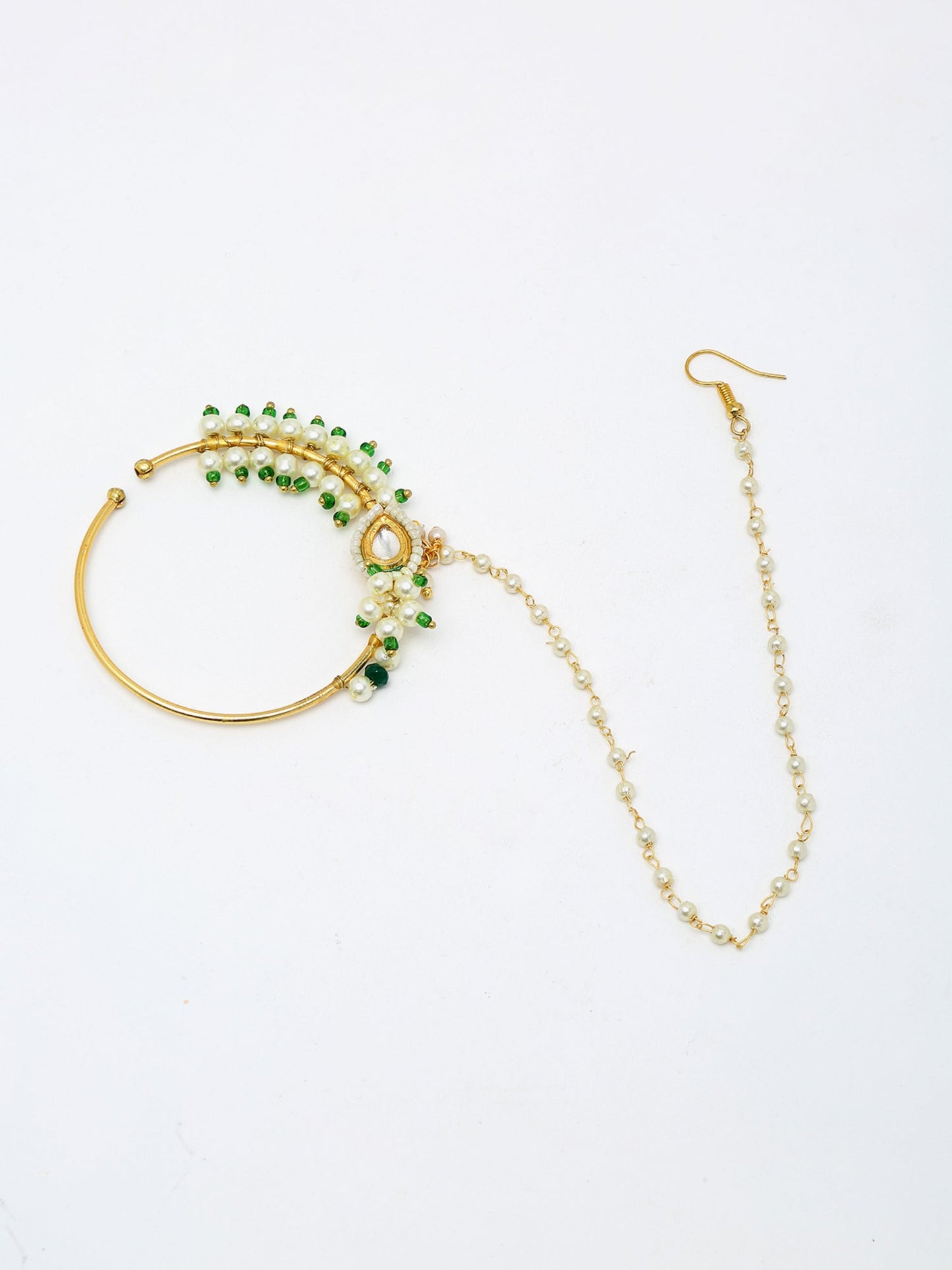 Maharani Kundan Nose Ring - Ruby Raang | Swadesiicart