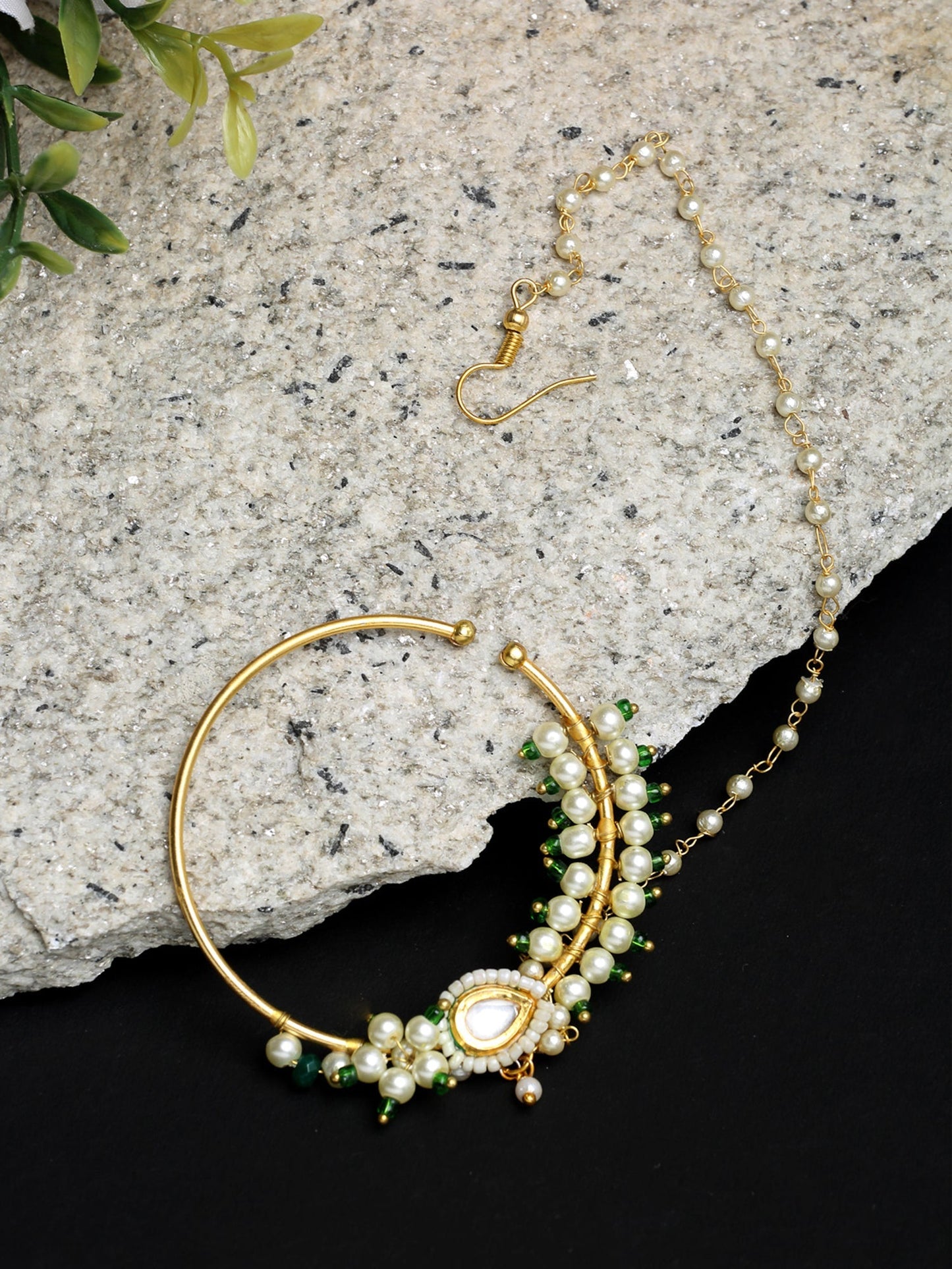 Maharani Kundan Nose Ring - Ruby Raang | Swadesiicart