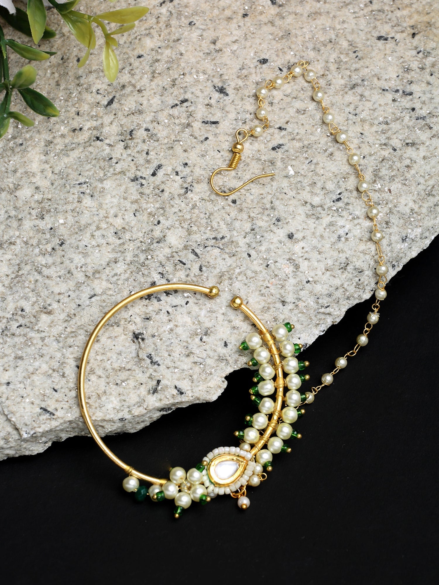 Maharani Kundan Nose Ring - Ruby Raang | Swadesiicart