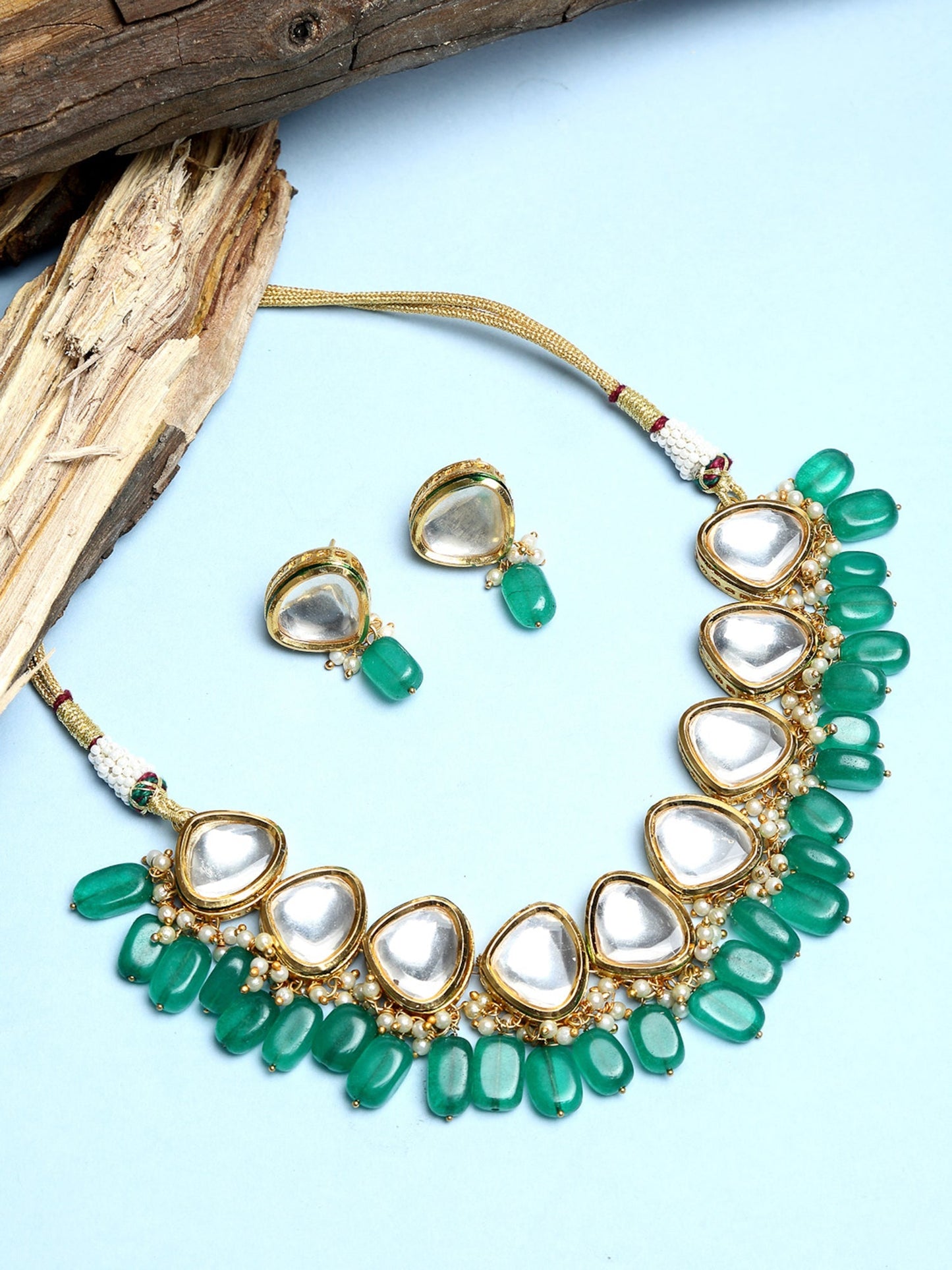 Kundan Choker With Studs - Ruby Raang | Swadesiicart