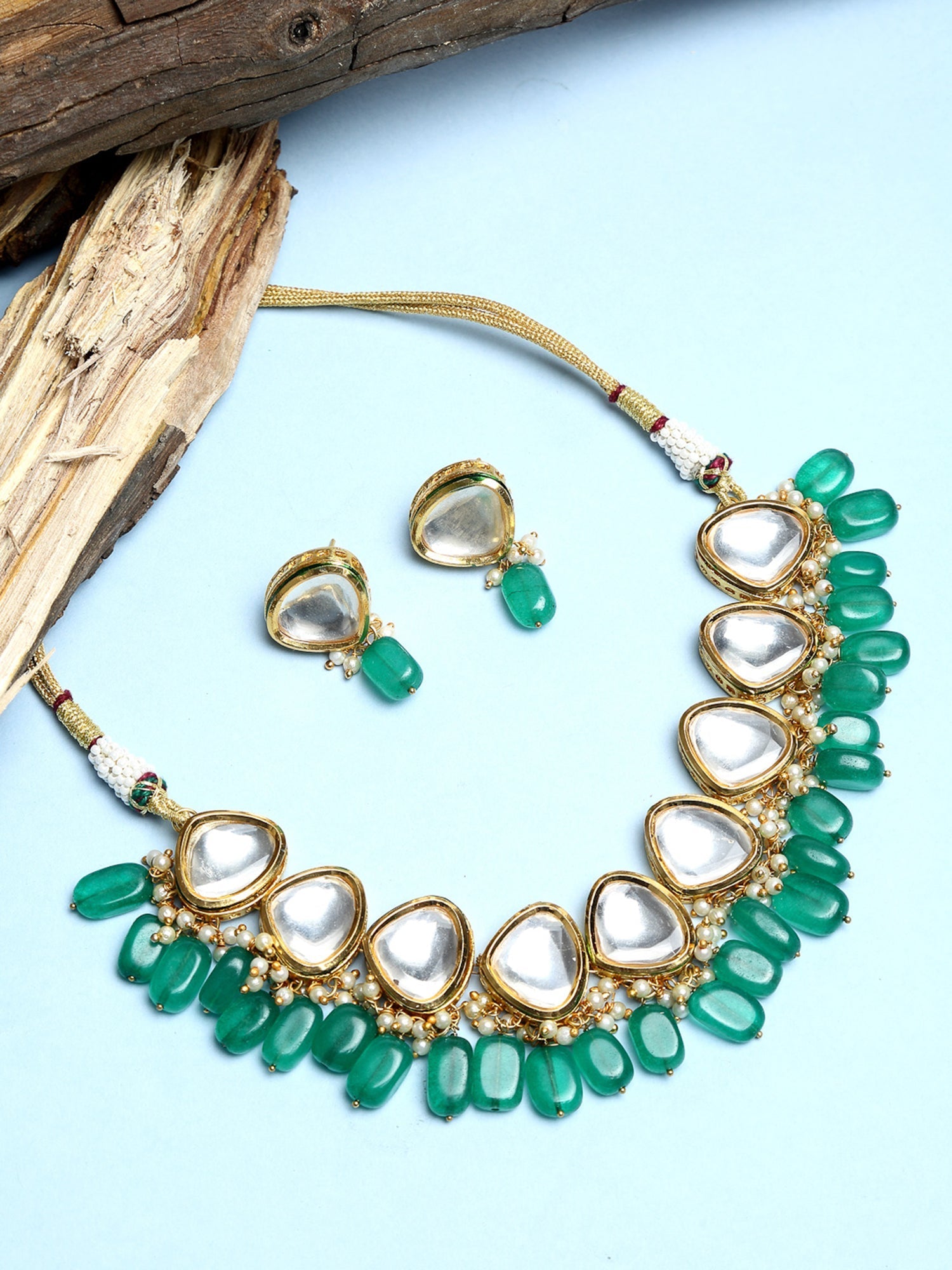 Kundan Choker With Studs - Ruby Raang | Swadesiicart