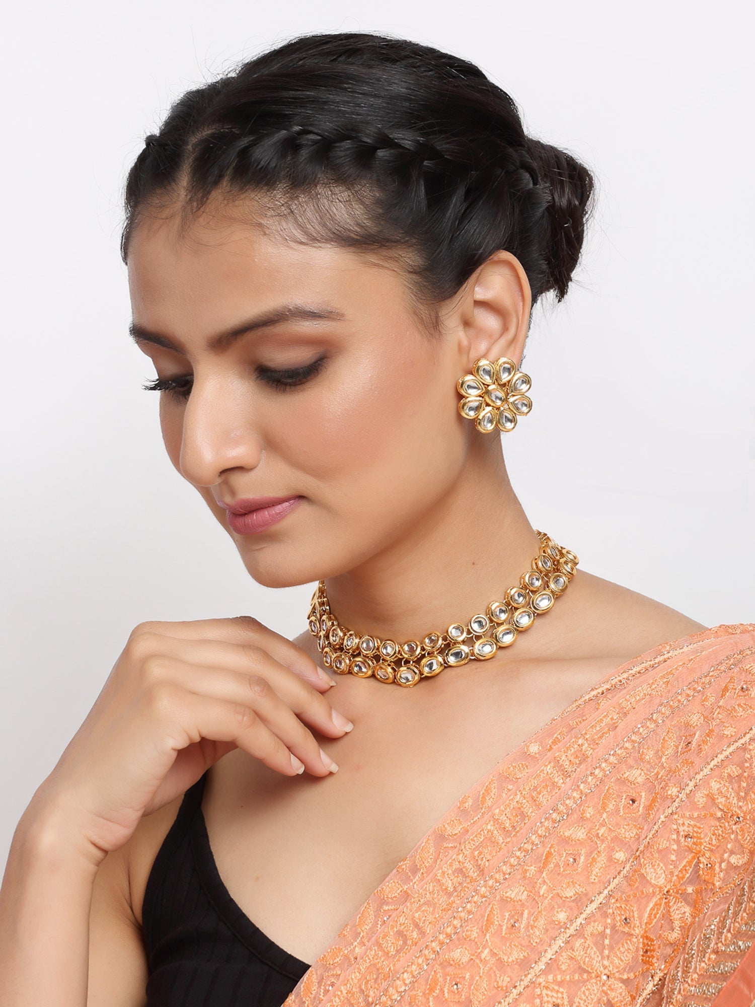 Kundan Choker With Studs - Ruby Raang (A380-58) | Swadesiicart