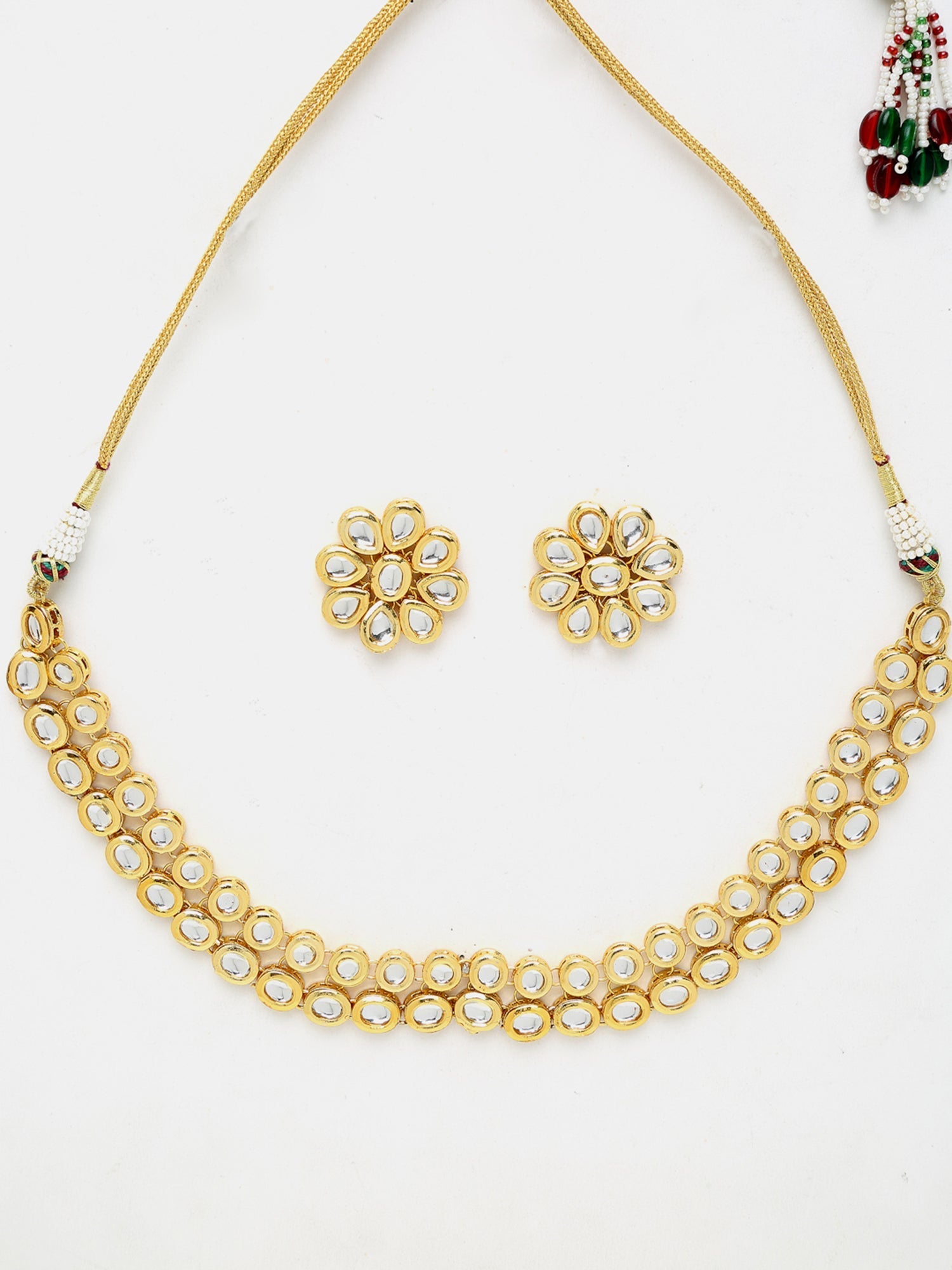 Kundan Choker With Studs - Ruby Raang (A380-58) | Swadesiicart