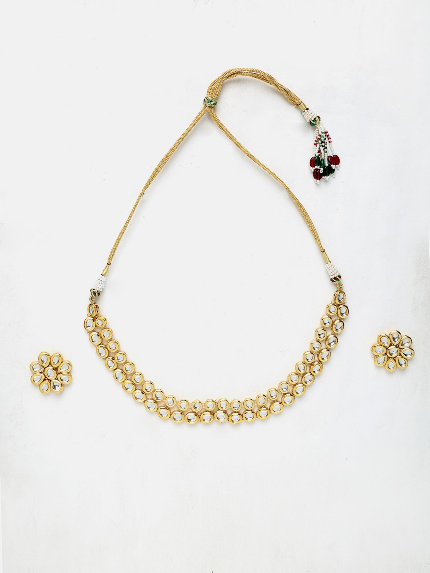 Kundan Choker With Studs - Ruby Raang (A380-58) | Swadesiicart