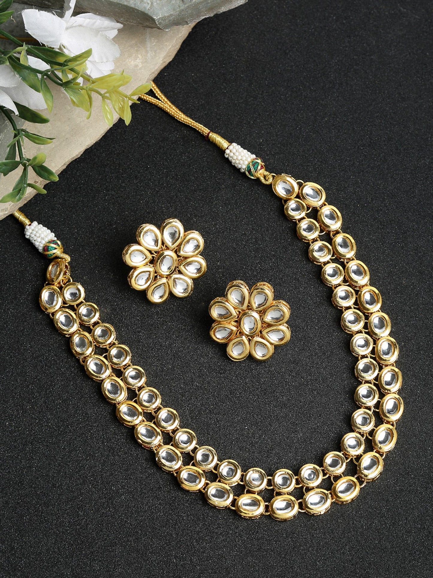 Kundan Choker With Studs - Ruby Raang (A380-58) | Swadesiicart