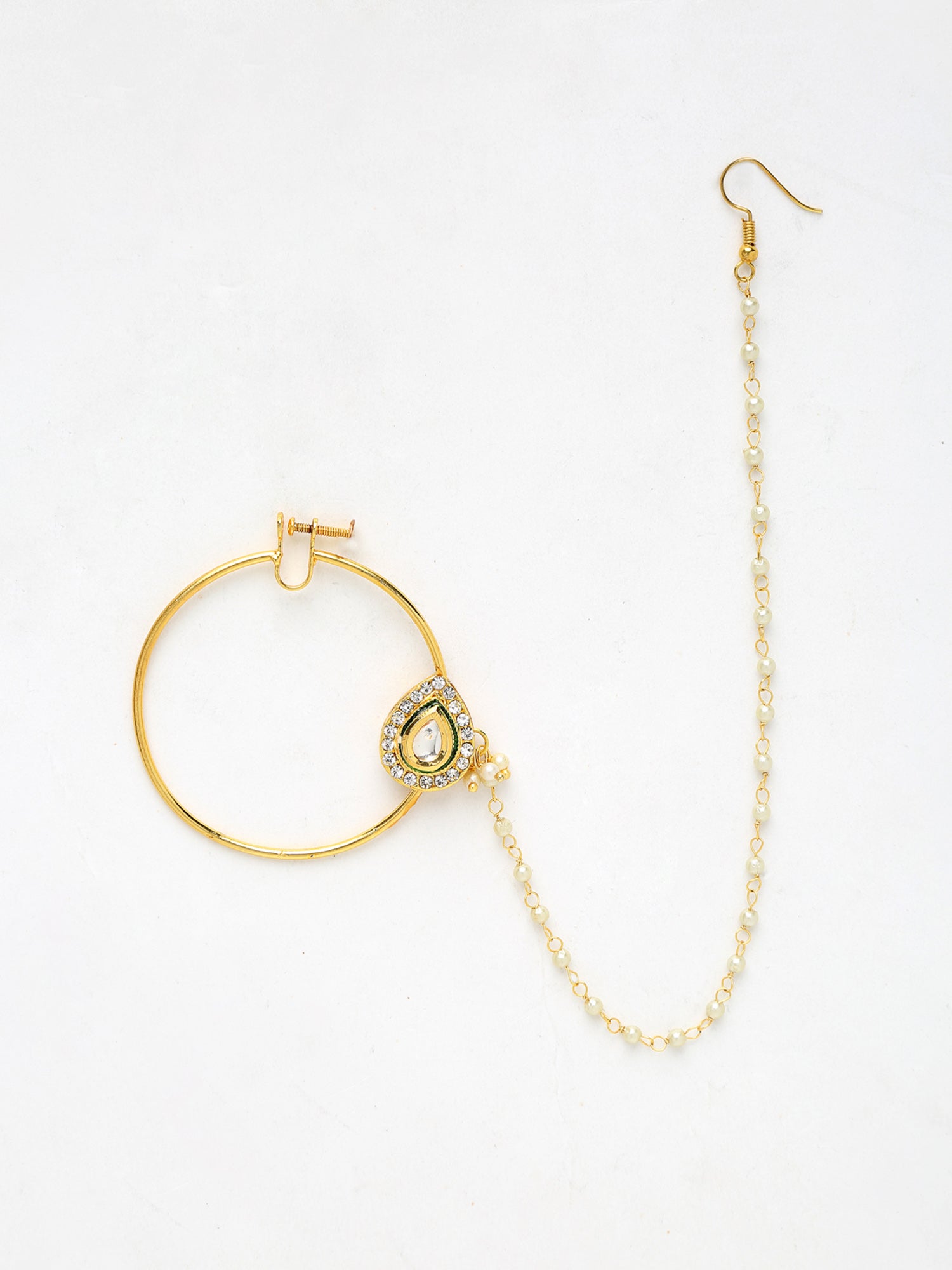 Maharani Kundan Nose Ring - Ruby Raang | Swadesiicart