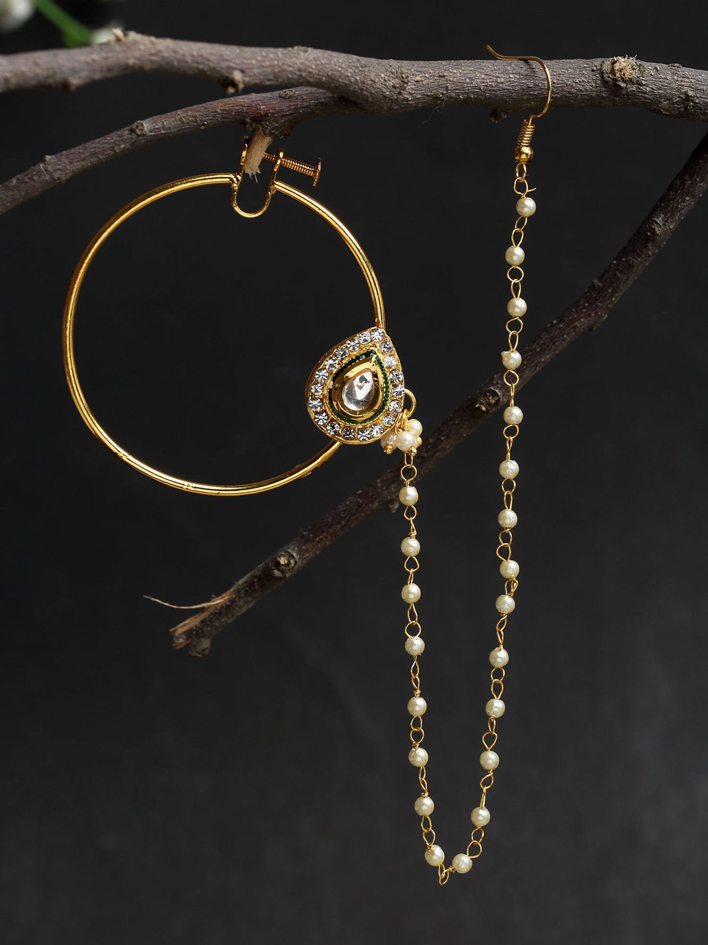 Maharani Kundan Nose Ring - Ruby Raang | Swadesiicart