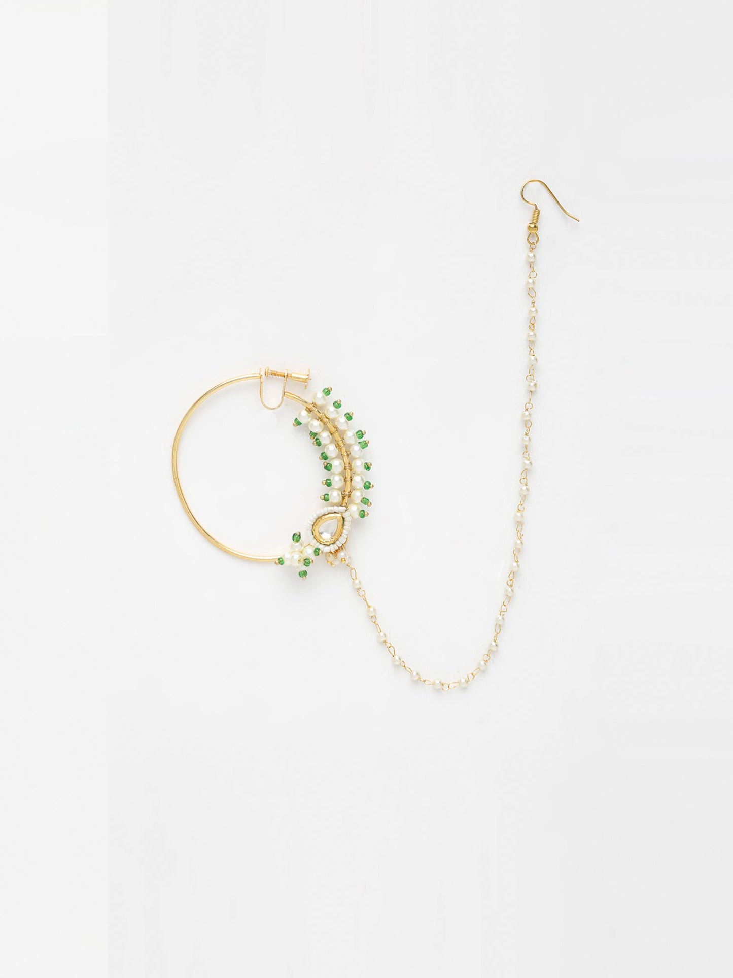 Maharani Kundan Nose Ring - Ruby Raang | Swadesiicart