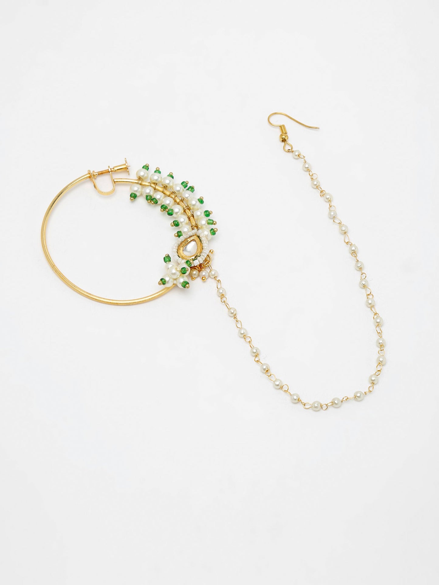 Maharani Kundan Nose Ring - Ruby Raang | Swadesiicart
