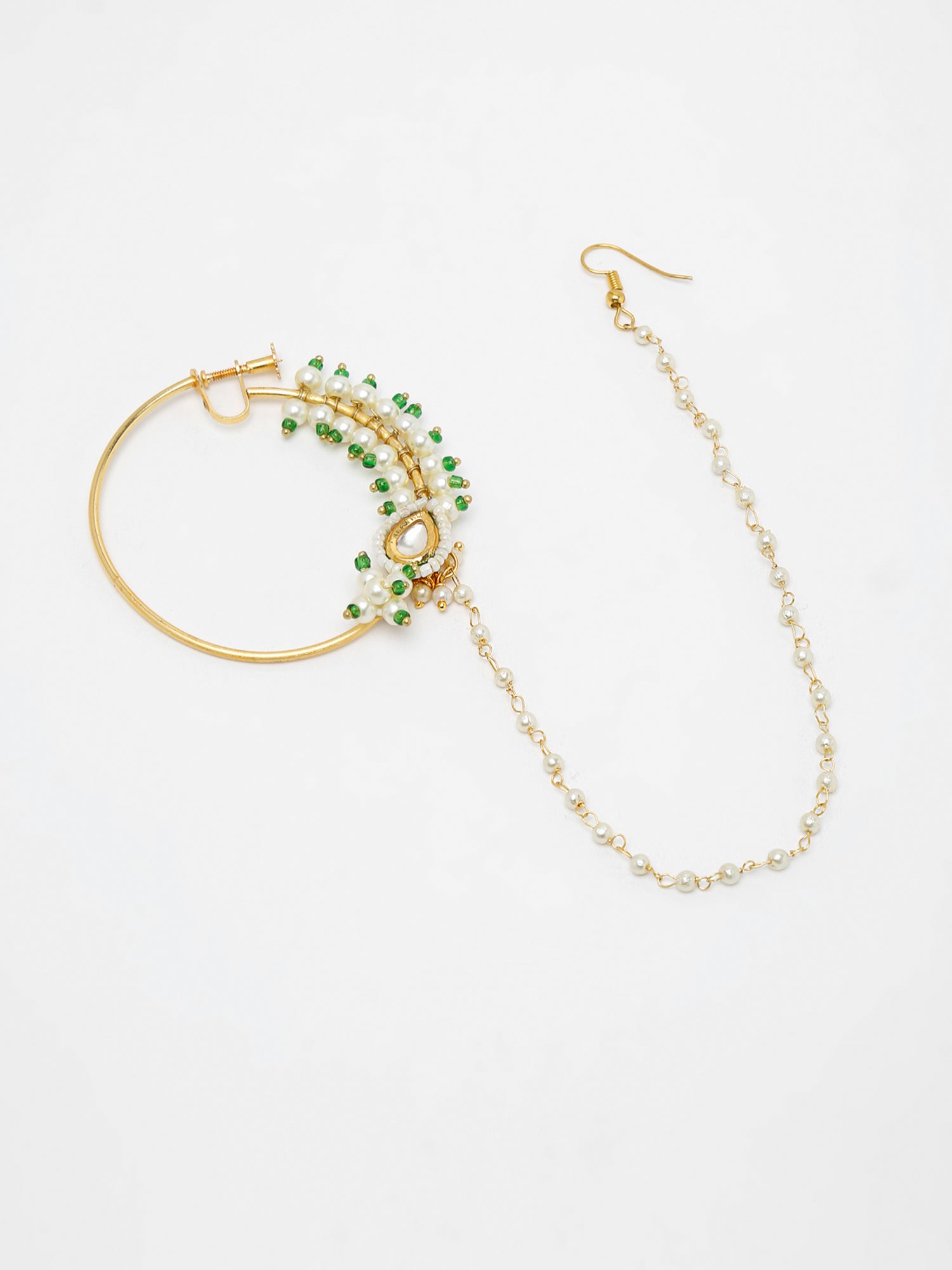 Maharani Kundan Nose Ring - Ruby Raang | Swadesiicart