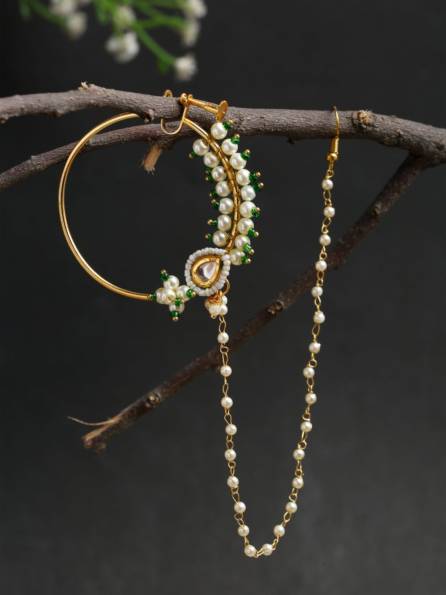 Maharani Kundan Nose Ring - Ruby Raang | Swadesiicart