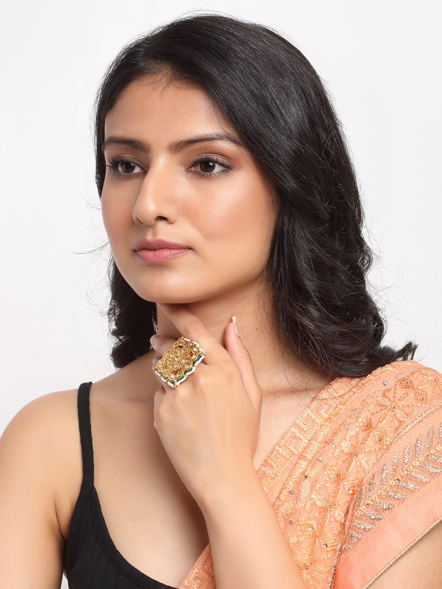 Kundan Cocktail Ring - Ruby Raang | Swadesiicart