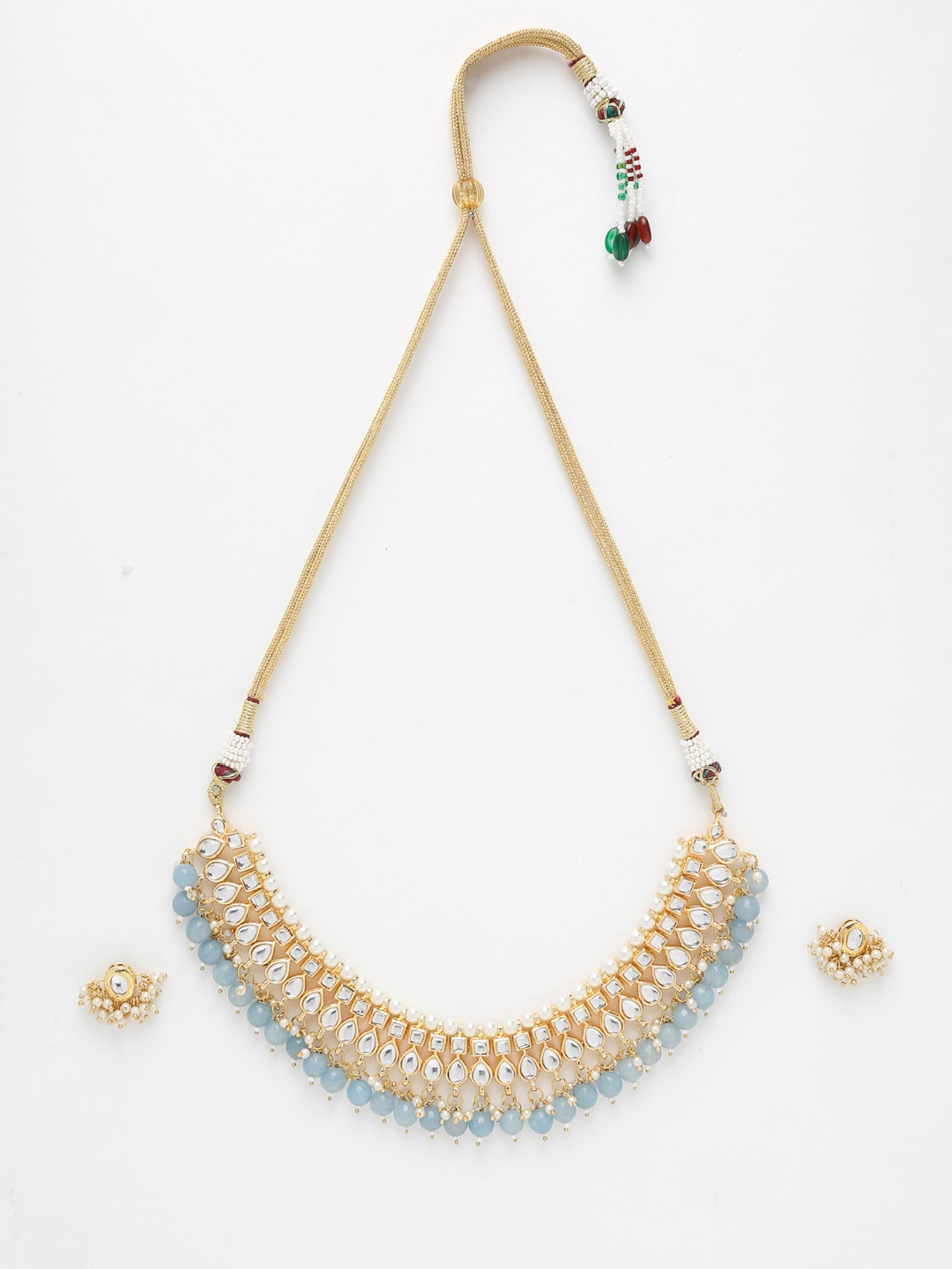 Stone Kundan Choker With Studs - Ruby Raang | Swadesiicart