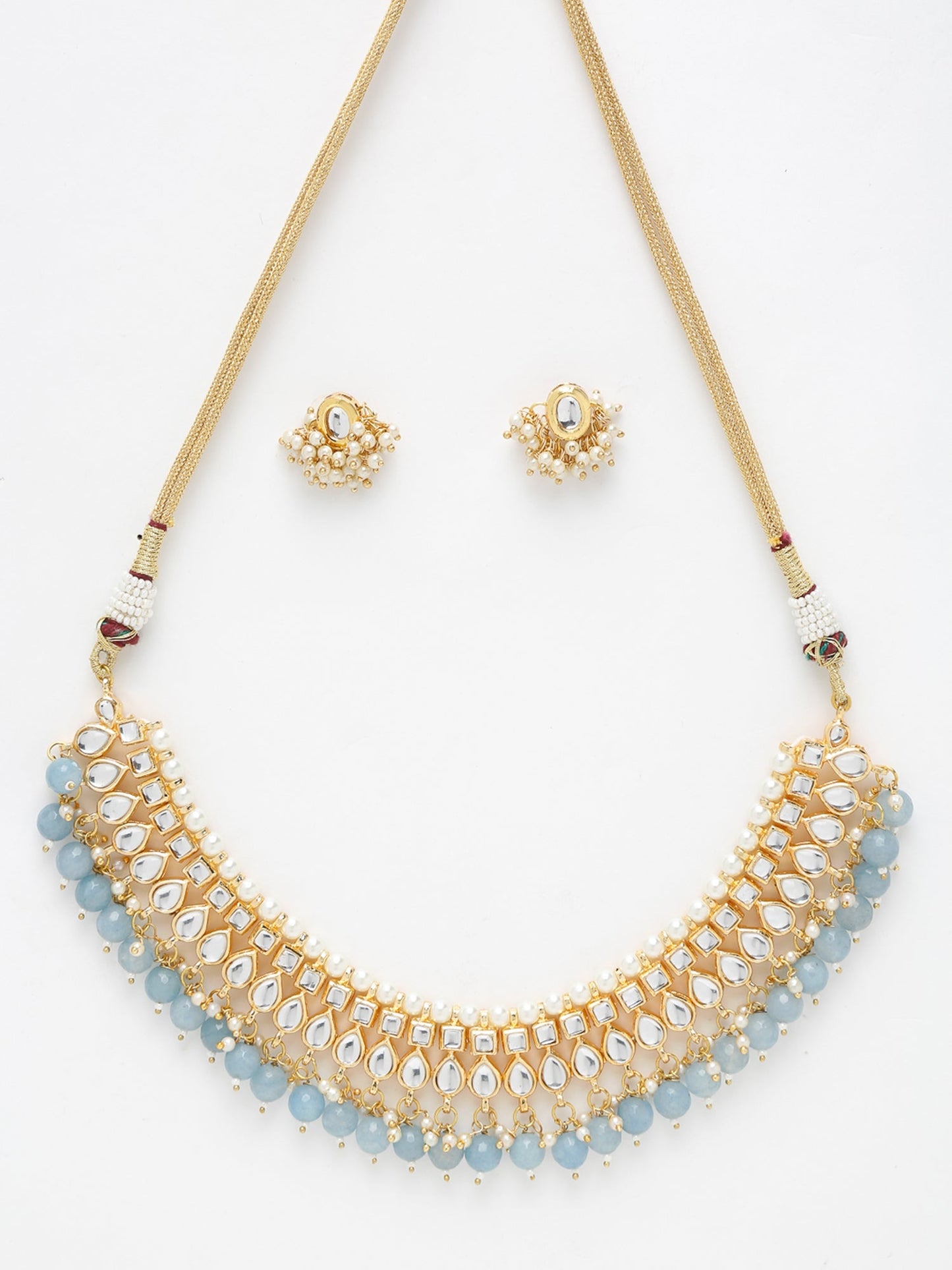Stone Kundan Choker With Studs - Ruby Raang | Swadesiicart